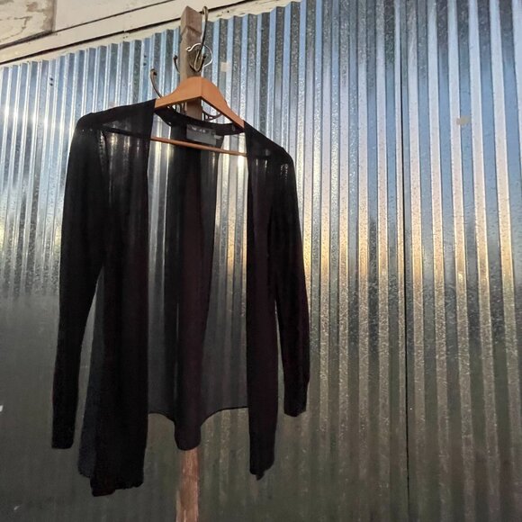Women's Size Small NIC+ZOE Lightweight Black Flowy Cardigan with Sheer Back - Picture 8 of 16